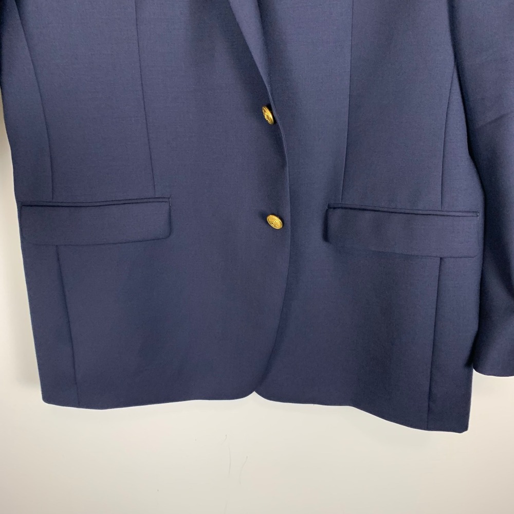 Lauren Ralph Lauren Blazer Mens 44L Navy Blue Gold Crest Button Wool Jacket - Picture 5 of 13